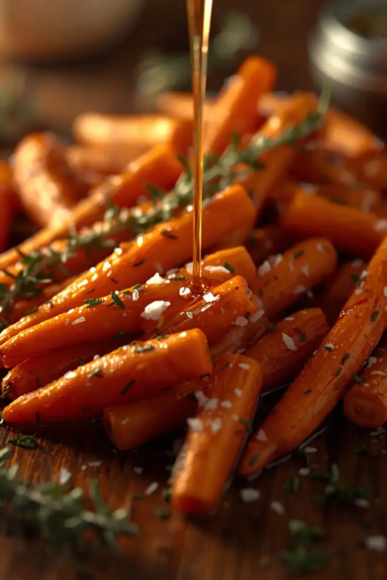 Roasted carrots with honey glaze and fresh thyme