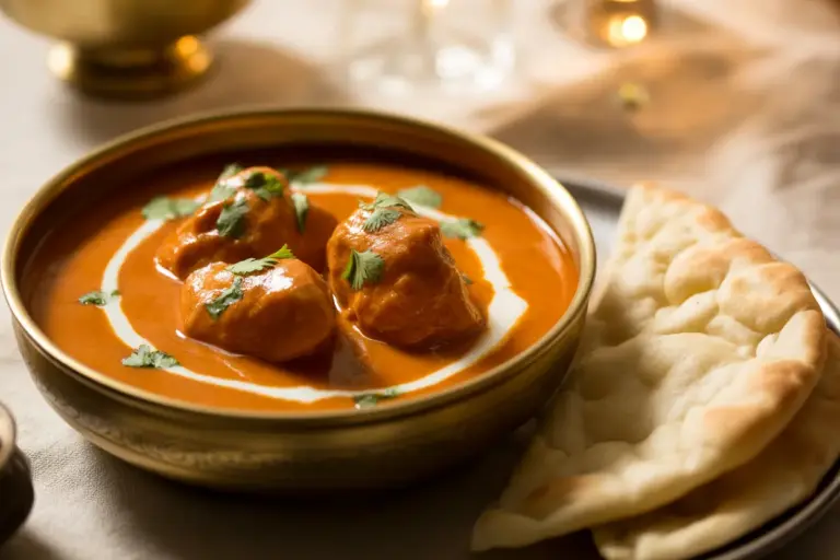 A close-up of a perfect bowl of butter chicken, highlighting the creamy sauce and tender chicken, illustrating the result of avoiding common cooking mistakes.