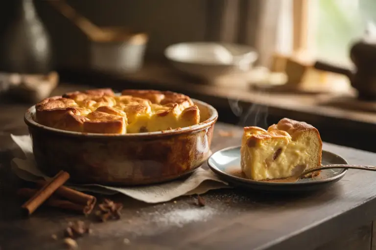 A golden, perfectly baked bread pudding, illustrating the delicious result of avoiding common bread pudding mistakes in baking.