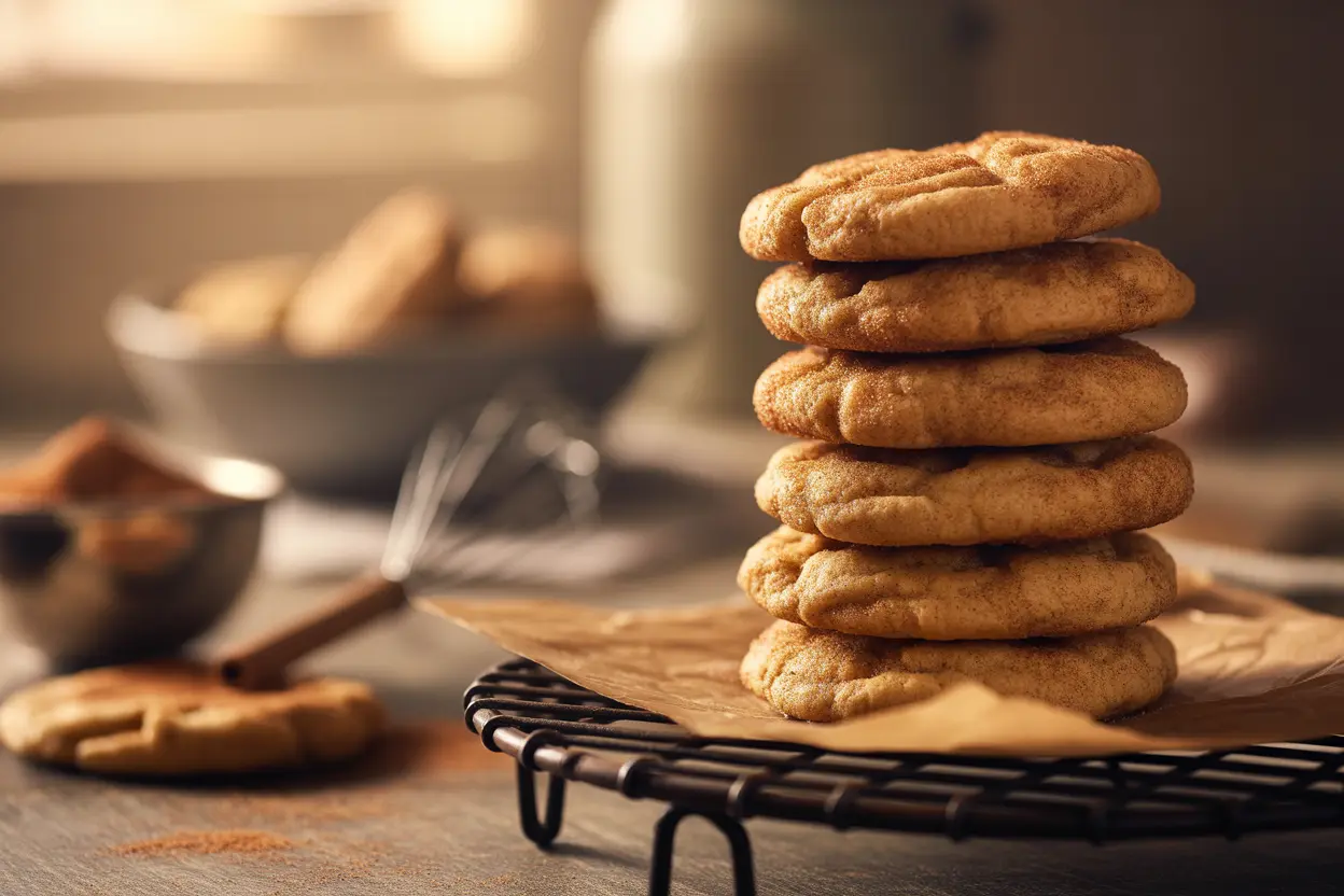 A stack of perfectly baked soft and chewy snickerdoodle cookies, a result of avoiding common baking mistakes.