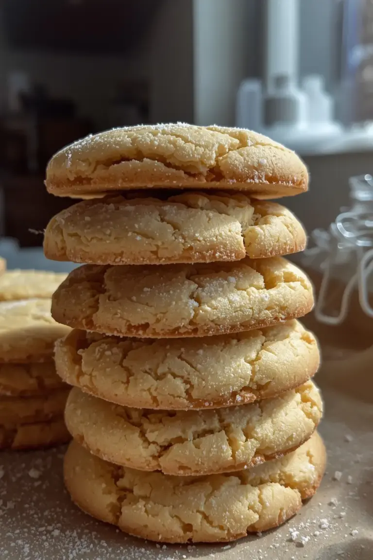 A stack of soft, sugary Christmas cookies