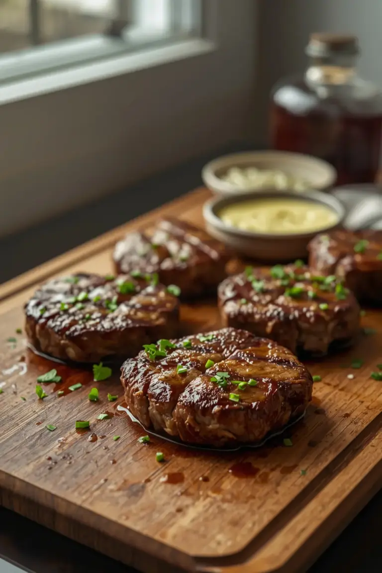 A photo of steak bites covered in garlic butter and parsley