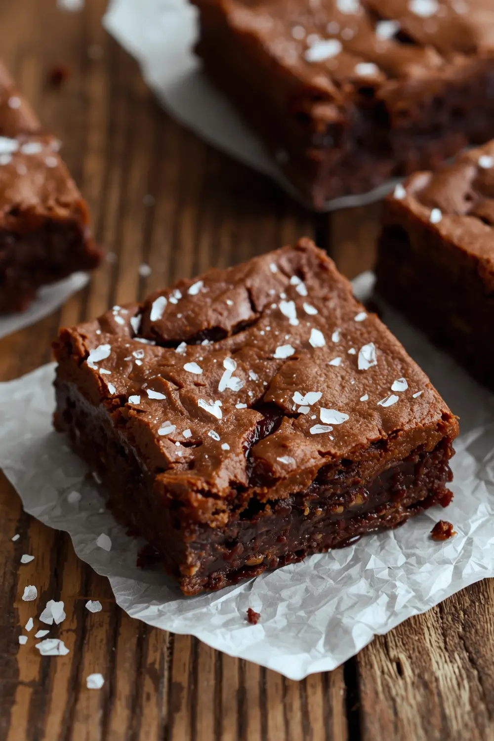 Close up photo of The Best Fudgy Sea Salt Brownies