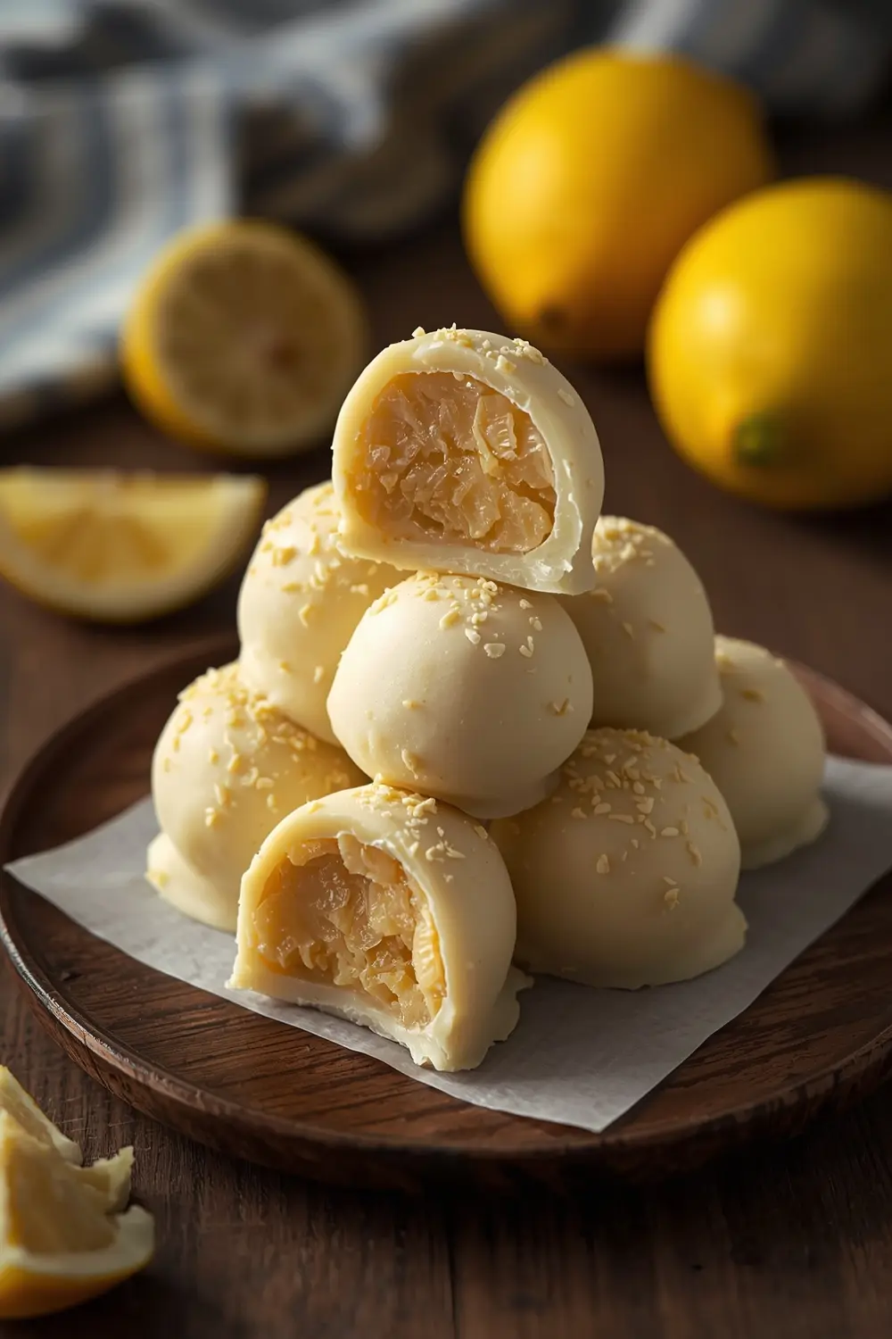 Close up photo of White Chocolate Meyer Lemon Truffles