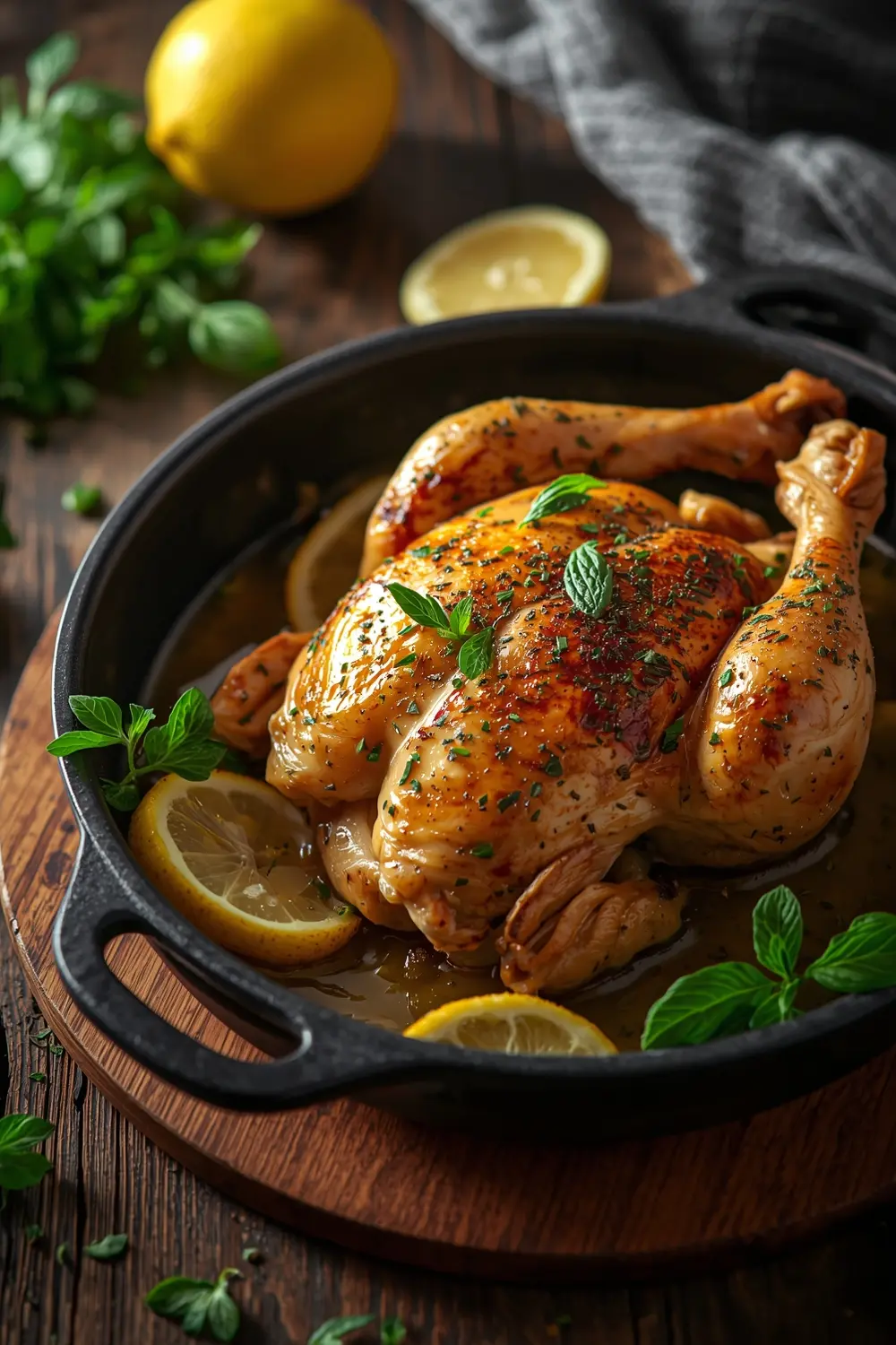 Close up photo of Lemon Herb Roasted Chicken